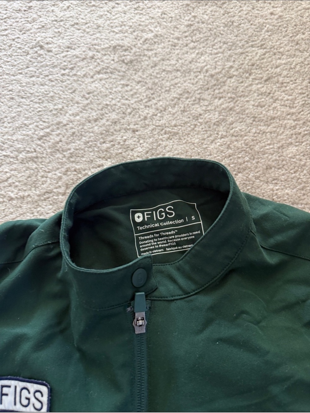 Figs Women's Dark Green Zip-Front Utility Jumpsuit - Picture 2 of 3